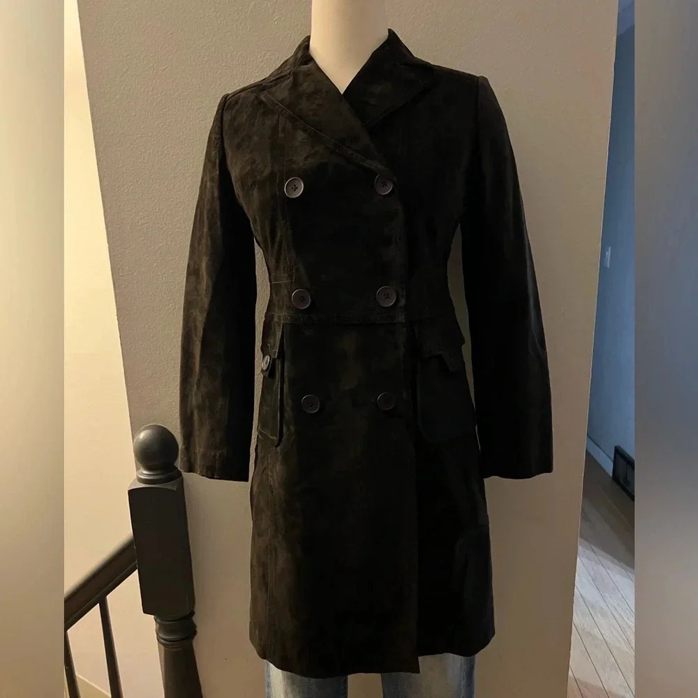 LOFT Brown Double-Breasted Trench Coat